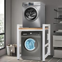 Wasmachinekast met droogkast en verstelbare rekken - Draagvermogen 300 kg - Voor badkamer, keuken, balkon en wasruimte — thumbnail 1