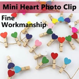 50 Stuks Hartvormige Houten Wasknijpers Kleurrijk voor Foto's en Knutselen — thumbnail 5