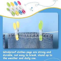 Wasknijpers 60 Stuks - Kunststof met Antislip Siliconen - Meerkleurige Wasknijpers voor Ondergoed, Broeken, T-shirts en Sokken — thumbnail 5