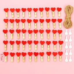 Mini Houten Wasknijpers Set - 50 Decoratieve Klemmen met 10 Meter Jute Koord voor Foto's en Creatief Handwerk — thumbnail 1