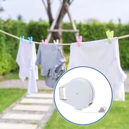 Waslijn uittrekbaar - 15m - Wasdraad - Rol drooglijn - Waslijn buiten - Waslijn aan de muur voor in de wasruimte - Drooglijn Oprolbaar - Waslijn Camping - Waslijn uittrekbaar - Wit — thumbnail 4