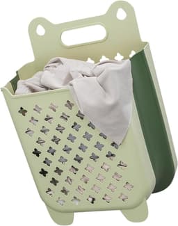 Hangende wasmand - Opvouwbare wasmand - Wandgemonteerde opvouwbare wasmand geschikt voor badkamer en douche - Kledingopbergmand - Groen - 29×16×38 cm — thumbnail 4