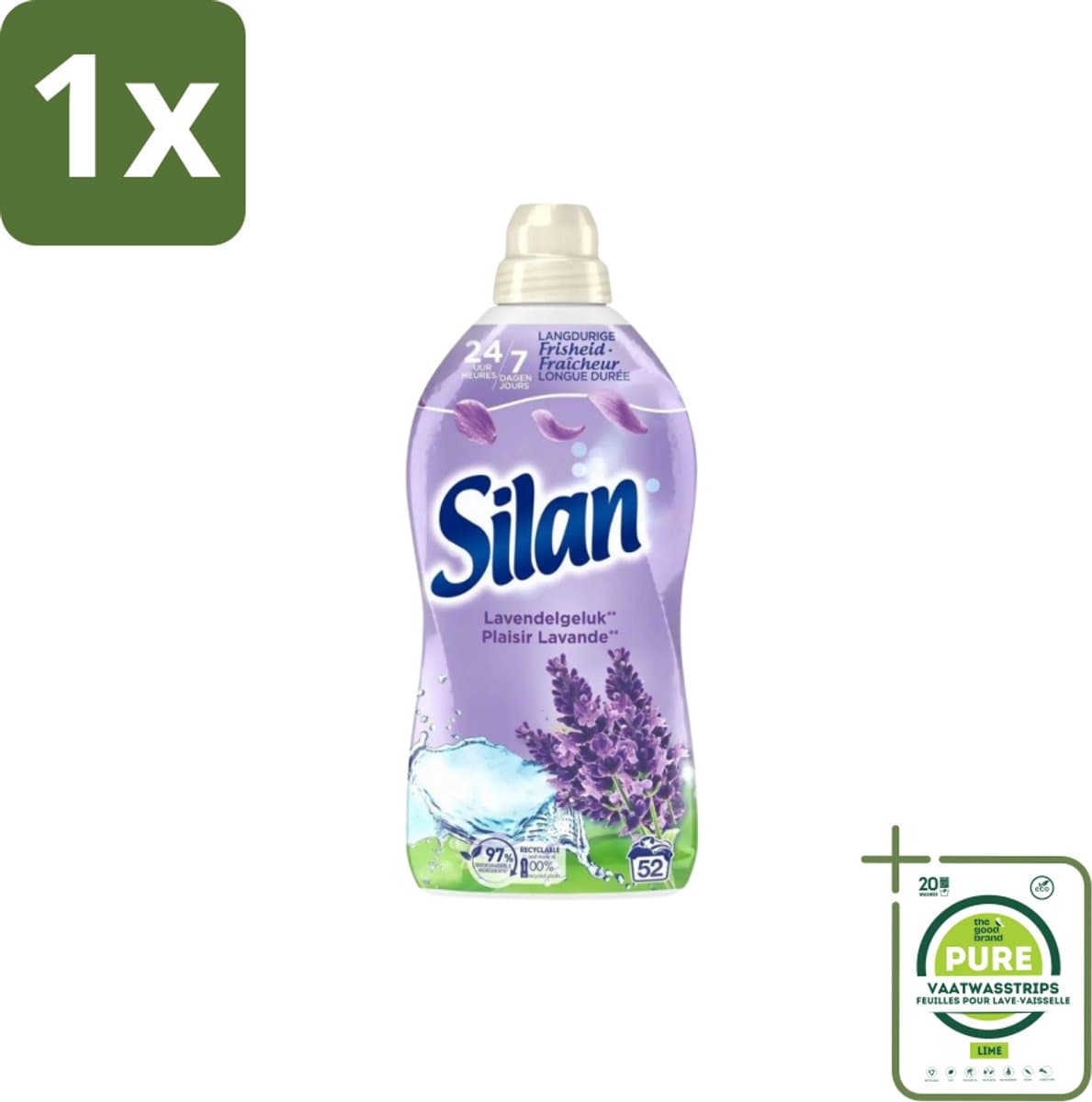 1 x Silan – Wasverzachter – Lavendelgeluk – 1144 ml - Wasverzachter - Wasverzachter Lavendel - Wasverzachter Voor Kleding - Wasverzachter Voor Textiel - Wasverzachter Voor Wasmachine — afbeelding 1