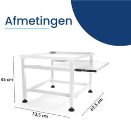 Wasmachine Verhoger - Opbouwmeubel Wasmachine - Ergonomisch Wassen - Uitschuifbaar Plateau - 63 x 63 x 45 cm - Wit — thumbnail 5