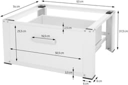 VIN® Wasmachine Verhoger - Wasmachine Verhoger met Lade - Wasmachine Sokkel Met Laadcapaciteit tot 150 KG - Wasmachine Kast - Wasmachine Ombouw – Wasmachineverhoger - 63 x 54 cm - Wit — thumbnail 4
