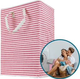 Trendyblend® Wasmand Katoen & Opbergmand – Wasmand Opvouwbaar – Wasbox 72 L – Wasmand Staand - Waszak — thumbnail 1