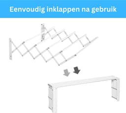Wanddroogrek - Wasrek inklapbaar - Droogrek - Uittrekbaar - Wit - 63,5 x 60 x 20 cm — thumbnail 2