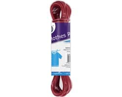 Waslijn/drooglijn 15 meter PVC rood — afbeelding 1