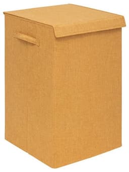 5Five Eureka sorteer wasmand - 74 liter - okergeel - 37 x 37 x 60 cm - MDF/Polyester stof - met afsluitklep — thumbnail 1