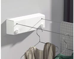 Waslijn uittrekbaar - 4.2 m waslijn/ uittrekbaar/ wanddroger/ roestvrij stalen kabel - droogapparaat voor zwarte waslijn voor wasgoed/balkon/ slaapkamer en woning - Wit
