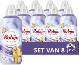 Robijn - Wasverzachter - Puur & Zacht - 8 flessen 312 wasbeurten - Voordeelverpakking — thumbnail 1