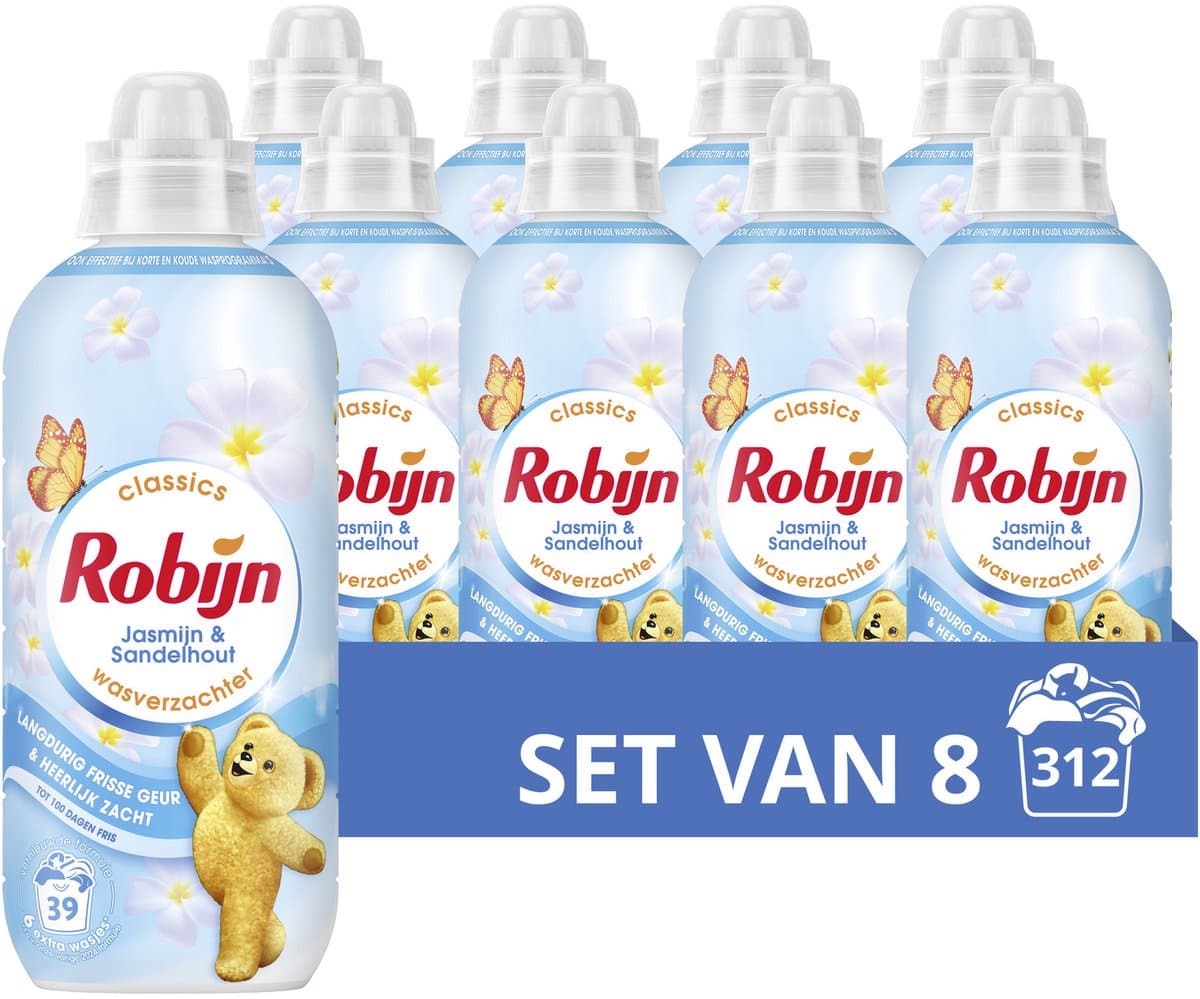 Robijn - Wasverzachter - Jasmijn & Sandelhout - 8 flessen - 312 wasbeurten - Voordeelverpakking — afbeelding 1