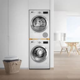Verbindingsframe voor Wasmachine/Droger met Uittrekbaar Rek en Bamboe Plank - Tussenframe voor Wasdroger met Ratelsnoer - Verstelbare Breedte 47-60 cm — thumbnail 5