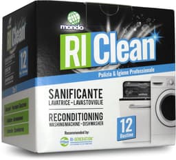 Mondo RIClean reiniger voor wasmachine / vaatwasser - 1 doos a 12 stuks - ontkalker en onderhoud - geschikt voor Bosch Siemens Miele AEG — thumbnail 1