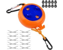 Unyqoos ® Uittrekbare Waslijn van 10 Meter met Winddichte Wasknijpers voor Buiten en Reizen