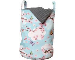 New Bed, Opbergmand met Kersenbloesem en Vlinder design, Sakura Wasmand kinderen met Handvatten en Koordsluiting, Speelgoedmand kinderen - Speelgoedkist - Wasbox - 33 x 48 cm — afbeelding 1