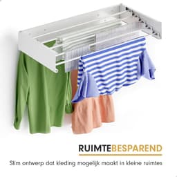 FitFusionHome Wanddroogrek – Droogrek - Inklapbaar Droogrek - Wasrek Hangend - Uitschuifbaar - Muurdroogrek - 4m Drooglengte - 80 cm - 4m Drooglengte - Wit — thumbnail 2