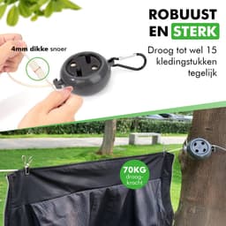 Travelhawk Uitschuifbare Waslijn - Waslijn Uittrekbaar - Drooglijnen - Roldrooglijn - Waslijndraad 10 meter - Drooglijn Oprolbaar - Waslijn Camping - Wasdraad — thumbnail 4