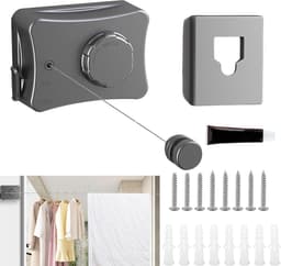 Intrekbare wandwaslijn - duurzame stalen kern - geschikt voor balkons en badkamers — thumbnail 3