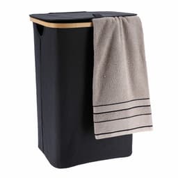 Tendance Wasmand met deksel - bamboe hout - 70L - zwart - 60 x 40 x 30 cm - was sorteren — thumbnail 2