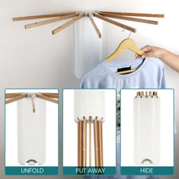 Unyqoos ® Ruimtebesparende Opvouwbare Wanddroogrek met Uittrekbare Armen voor Binnen en Buiten — thumbnail 2
