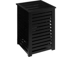 Wasmand met deksel - Bamboe - Zwart - 65 l - 40 cm x 38 cm x 58 cm