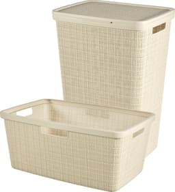 Curver Jute Wasmand met deksel 58L + Wasmand 46L - Gebroken Wit — thumbnail 1