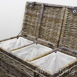 Migo Styling - Wasmand - 3 vakken - Met deksel - 85x40xH65 - Riet - Rotan - Trio — thumbnail 2