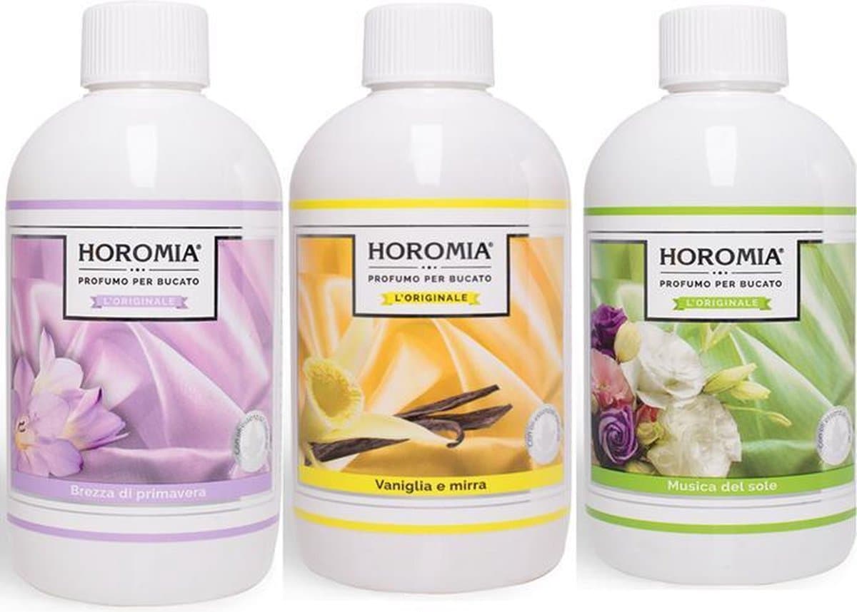 Wasparfum Horomia | 3 x 500 ml Brezza di primavera, Vaniglia e mirra, Musica del sol — afbeelding 1