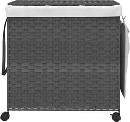 vidaXL - Wasmand - op - wielen - 60x35x60,5 - cm - rattan - grijs — thumbnail 4