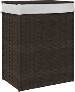vidaXL - Wasmand - met - deksel - 46x33x60 - cm - poly - rattan - donkerbruin — thumbnail 1