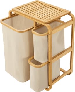Wasmand Evenes met waszakken 70,5x49,5x33 cm beige — thumbnail 5