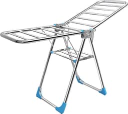 Kleding Airer, Opvouwbare Kleding Droogrek, 1.5M Zilver Wasdroger Rack, Roestvrij Staal Gevleugelde Kleding Paard Airer voor Indoor Outdoor — thumbnail 1