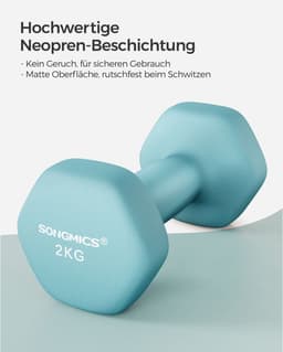 Dumbbell set van 2 - 2x2 kg - totaal 4 kg - turquoise met neopreen coating — thumbnail 4