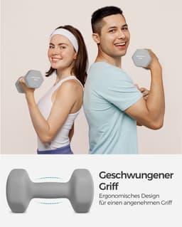 Dumbbellset van 2 - 2x5 kg -in stijlvol grijs — thumbnail 2