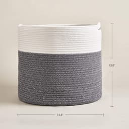 Grote mand, wasmand, gevlochten van katoen, touw, opbergmand voor speelgoed in de kinderkamer, dekenmand in de woonkamer D40 x H35 cm — thumbnail 2