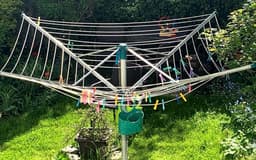 Waslijn met stalen kern 60m touw, duurzaam met 2 spanners, tuin, camping, wasdroger, vervangende lijn, volledig stalen kern, extra sterk, lang, PVC buitenkoord, transparant — thumbnail 4