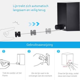 XYZ Goods - Waslijn Uittrekbaar - Stevig - RVS - Drooglijn - Waslijndraad - Voor Binnen en Buiten - Roldrooglijn - Oprolbaar - Camping - Handigheidje — thumbnail 5
