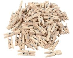 Wasknijpers hout - Mini knijpers - Foto clips - Blank hout - 100 stuks - Able & Borret