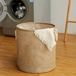 Wasmand Katoen - Opbergmand 52 ltr - Mand Rond met handvaten - Wasbox Opvouwbaar - Speelgoedmand — thumbnail 5