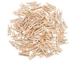 Mini wasknijpers - Duurzaam hout - 25 mm kleine houten wasknijpers - Fotoklemmen - Hobbyklemmen - 100 stuks