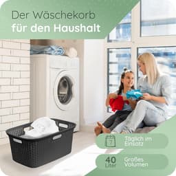 Novaliv Value Set 6X Rotan Wasmand met 4 Handgrepen 40L Zwart, Wasboxset Wasemmer Wascontainer voor Badkamer Wasgoed Vuile Was, Wasmanden Huishoudelijke Accessoires Wasmandverzamelaar — thumbnail 4