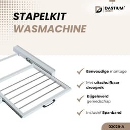Dastium Home - Stapelkit Voor Wasmachine En Droger - Witte Stapelkit Met Droogrek - Tussenstuk Met Uitschuifbare Handdoekhouder - Wit — thumbnail 3