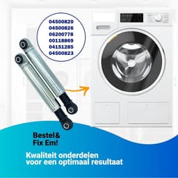 2X Fixem schokbreker geschikt voor Miele, Bosch en Suspa 4500820, 4500826, 4500823, 4500824, 4500825, 4500826, 118869 - 8mm - 120N — thumbnail 4
