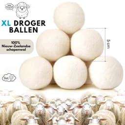 Boncy® Drogerballen - 9 Stuks XL Droogballen voor Wasdrogers - 100% Nieuw Zeelandse Schapenwol Wasdrogerballen - Energiebesparend & Duurzaam Cadeau - Wasballen voor Wasdroger Droogtrommel - Dryer Balls Wol Droger Ballen - Wasbol Wasbollen - Wit — thumbnail 2
