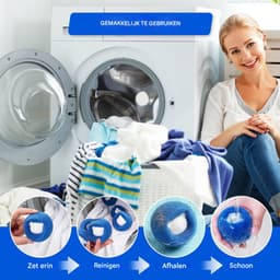 6-stuks wasballen - Droogballen - Herbruikbaar - Haarverzamelaar - Wasmiddel voor ontharing - Huisdierhaarverwijderaar - Antiklit adsorptie ontharingsbal voor kleding - Geschikt voor kleding, honden, katten en huisdieren - Blauw — thumbnail 5