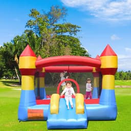 Kleurrijk Opblaasbaar Springkasteel met Glijbaan voor Kinderen - 370 x 280 x 220 cm — thumbnail 3