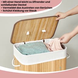 Wasmand - Met Deksel - 72 L - Bamboe – Natuurlijk Design — thumbnail 4