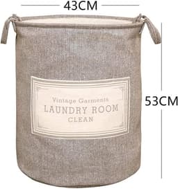 Wasmand wasbak ronde wasbak lichtgrijze wollen wasmand ronde wasmand kleding opbergdoos opvouwbare wasmand voor vuile was — thumbnail 5