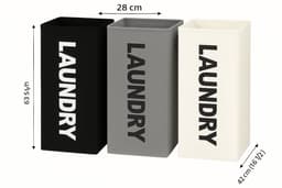 Wasmand - Wasmand 3 vakken – Waterdicht- Ademend -Opvouwbaar -72l -zwart — thumbnail 2